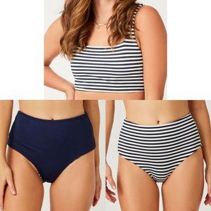 Carve Designs Women's Amelia Bikini Top Erin Reversible Bottom in Navy Stripe